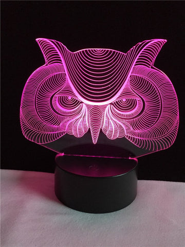 Image of Anima Owl Head 3D Illusion Lamp Night Light