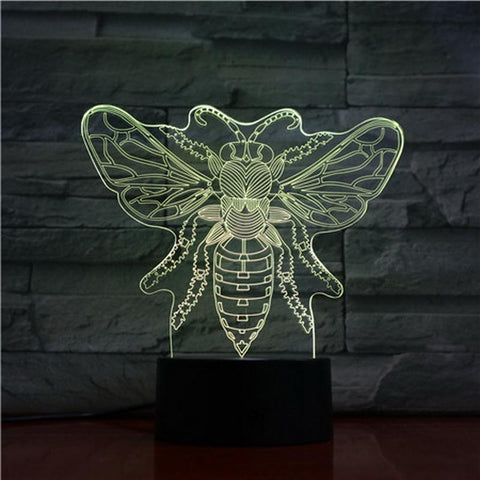 Image of Animal Bee 3D Illusion Lamp Night Light