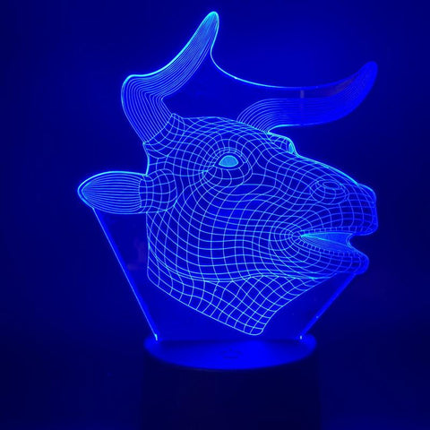 Image of Animal Bull Room 3D Illusion Lamp Night Light
