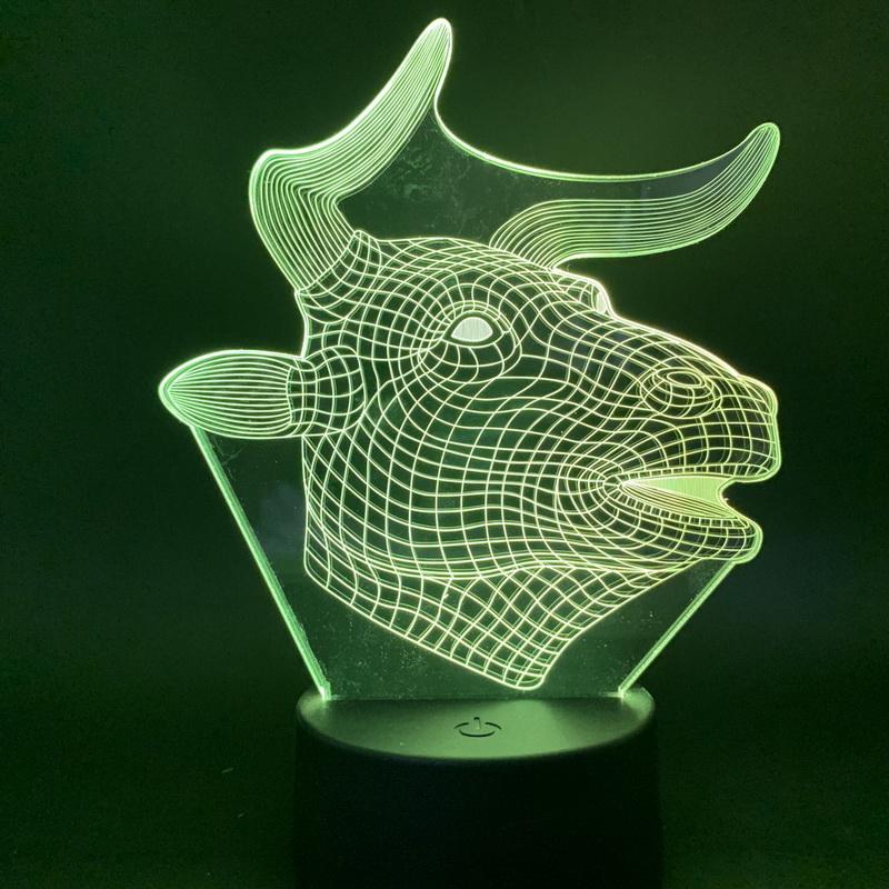 Animal Bull Room 3D Illusion Lamp Night Light