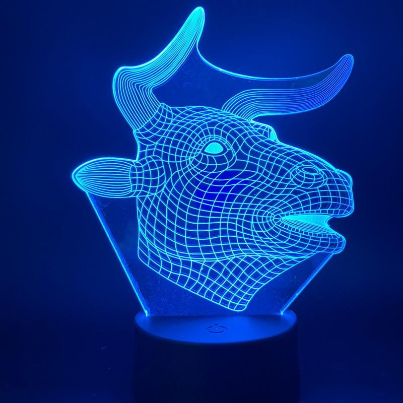 Animal Bull Room 3D Illusion Lamp Night Light