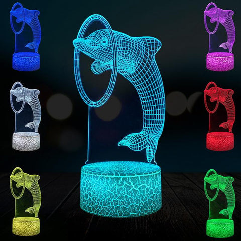Image of Animal Dolphin 3D Illusion Lamp Night Light