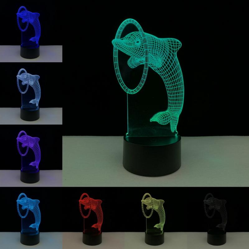 Animal Dolphin 3D Illusion Lamp Night Light