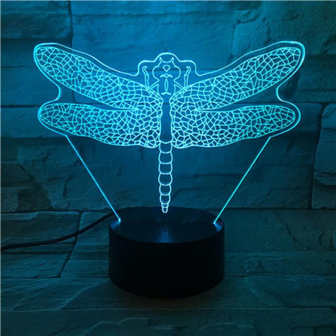 Image of Animal dragonfly 3D Illusion Lamp Night Light