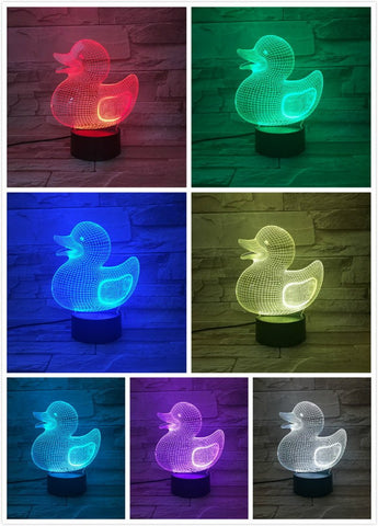 Image of Animal Duck 3D Illusion Lamp Night Light