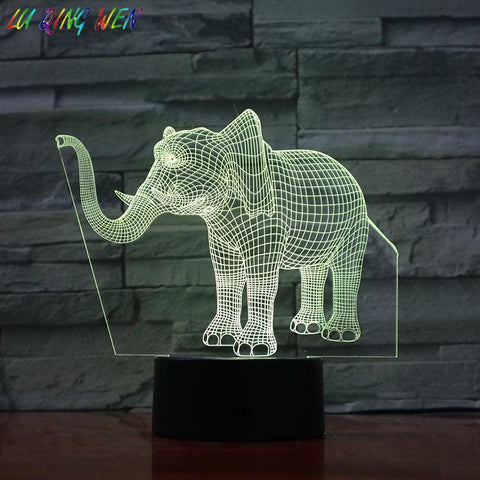 Image of Animal Elephant 3D Illusion Lamp Night Light