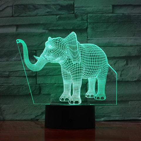 Image of Animal Elephant 3D Illusion Lamp Night Light