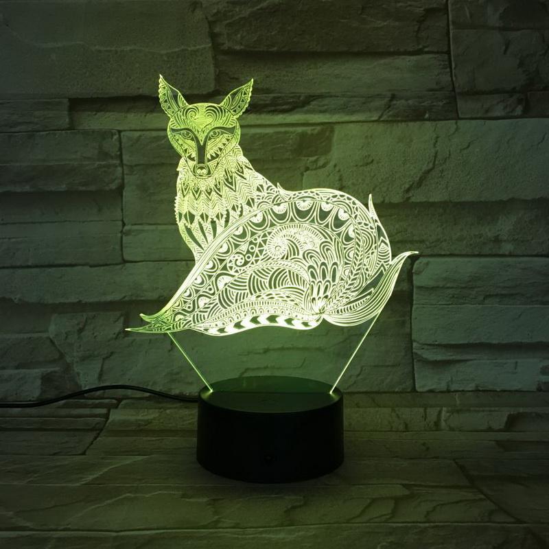 Animal Fox Paisley 3D Illusion Lamp Night Light