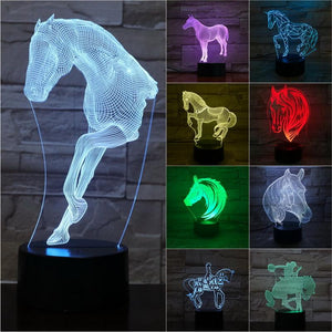 Animal Horse Room 3D Illusion Lamp Night Light