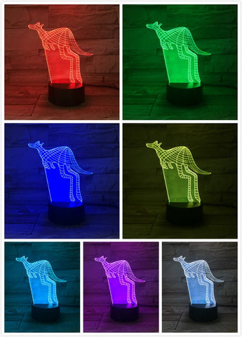Image of Animal kangaroo 3D Illusion Lamp Night Light