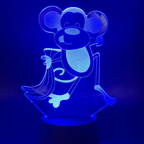 Image of Animal Monkey Live Room 3D Illusion Lamp Night Light