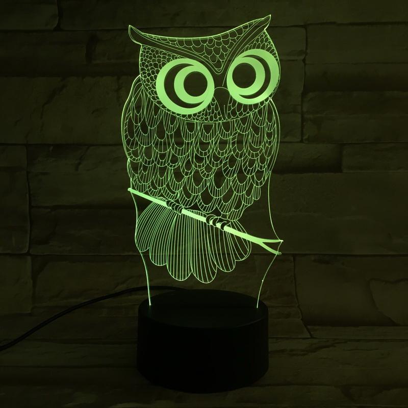 Animal Owl 3D Illusion Lamp Night Light