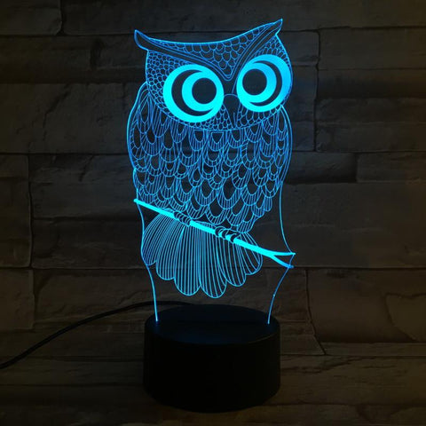 Image of Animal Owl 3D Illusion Lamp Night Light