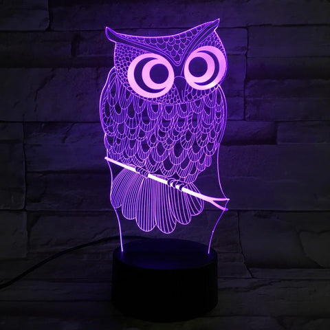 Image of Animal Owl 3D Illusion Lamp Night Light