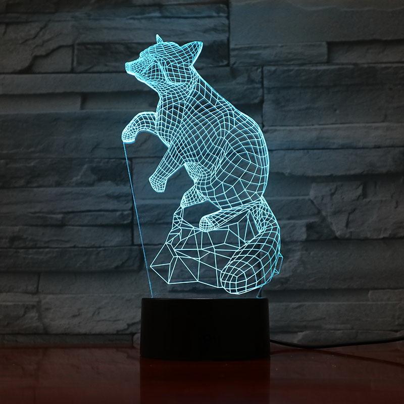 Animal Raccoon 3D Illusion Lamp Night Light