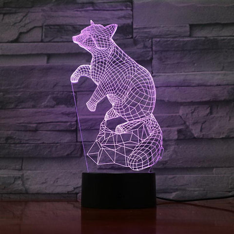 Image of Animal Raccoon 3D Illusion Lamp Night Light