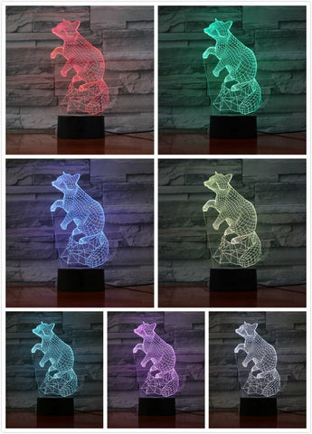 Image of Animal Raccoon 3D Illusion Lamp Night Light