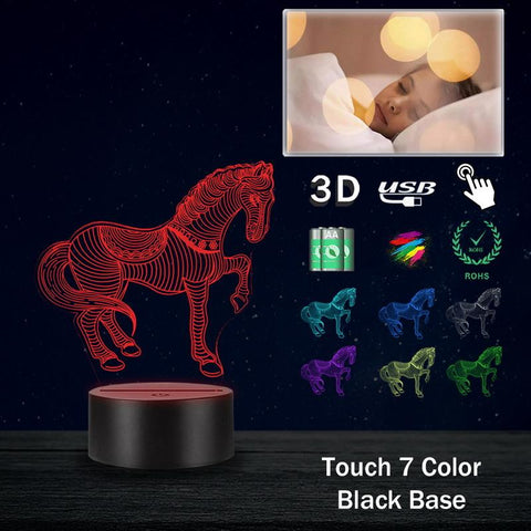 Animal Retro Horse 3D Illusion Lamp Night Light