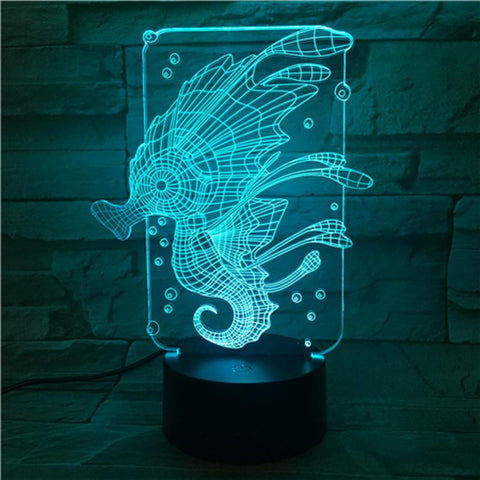 Image of Animal Seahorse 3D Illusion Lamp Night Light