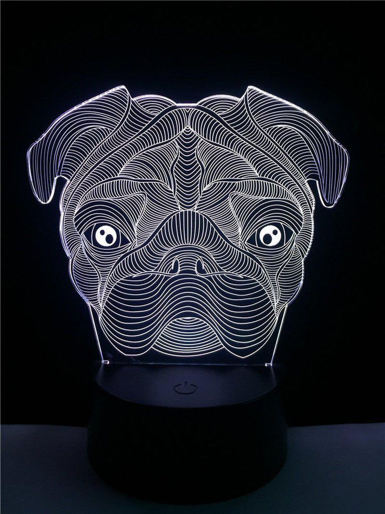 Animal Shar Pei Dog Shaped 3D Illusion Lamp Night Light