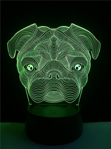 Image of Animal Shar Pei Dog Shaped 3D Illusion Lamp Night Light