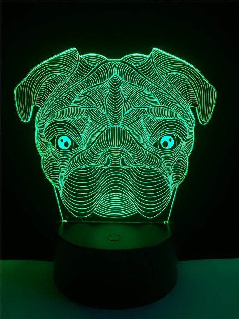 Animal Shar Pei Dog Shaped 3D Illusion Lamp Night Light