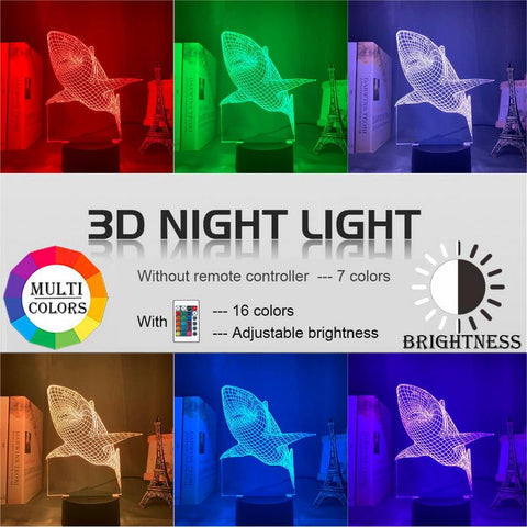 Image of Animal Shark Baby 3D Illusion Lamp Night Light
