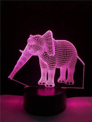 Image of Animal Thailand Elephant 3D Illusion Lamp Night Light