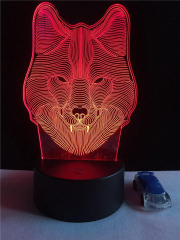 Image of Animal Wolf 3D Illusion Lamp Night Light