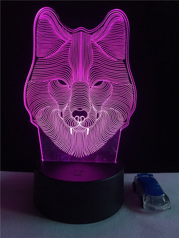 Image of Animal Wolf 3D Illusion Lamp Night Light