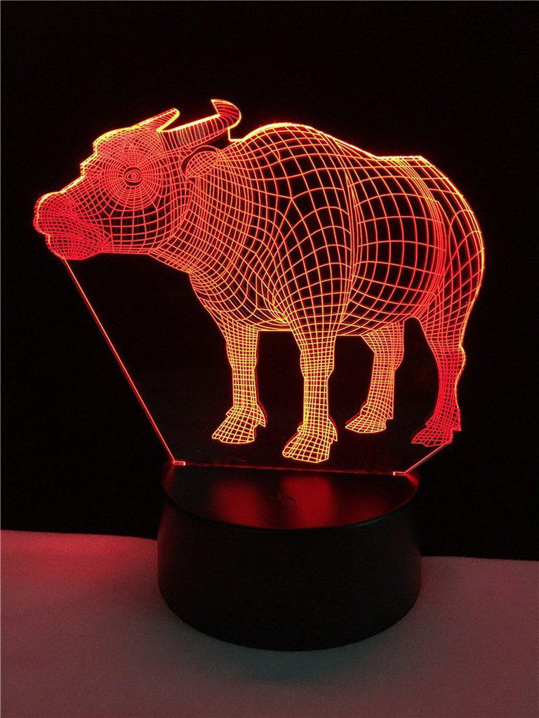 Animals Buffalo Cattle Cow 3D Illusion Lamp Night Light