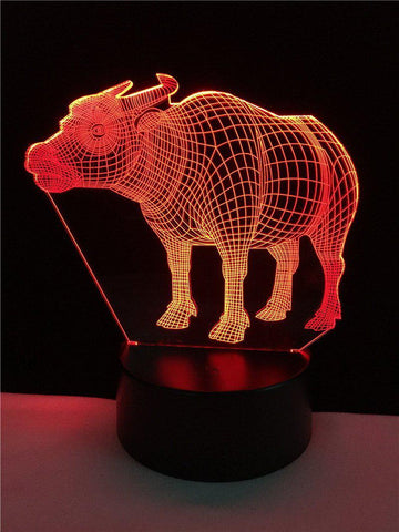 Image of Animals Buffalo Cattle Cow 3D Illusion Lamp Night Light