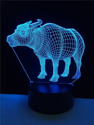 Image of Animals Buffalo Cattle Cow 3D Illusion Lamp Night Light