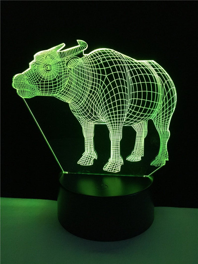 Animals Buffalo Cattle Cow 3D Illusion Lamp Night Light
