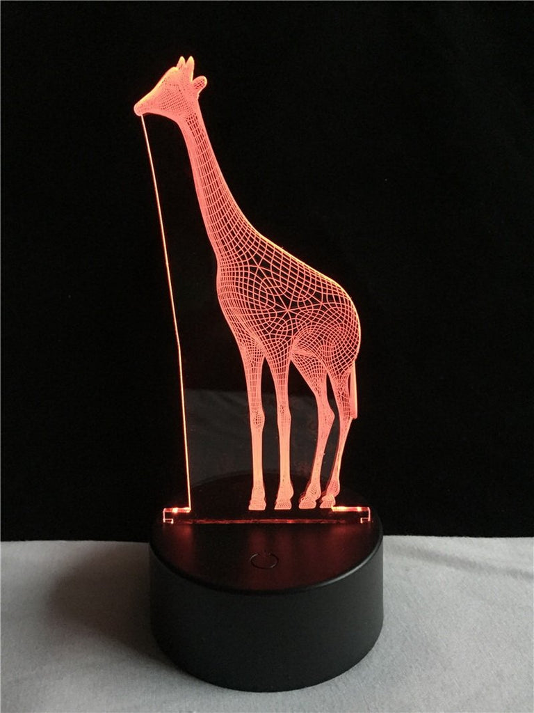 Animals Giraffe RGB Multi ara Luminaria Table Kid Room 3D Illusion Lamp Night Light