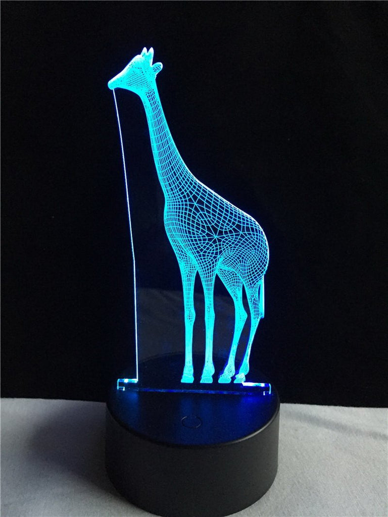 Animals Giraffe RGB Multi ara Luminaria Table Kid Room 3D Illusion Lamp Night Light