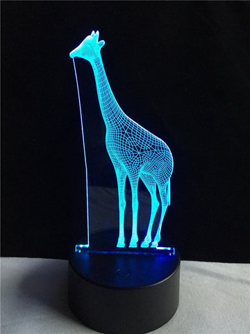 Image of Animals Giraffe RGB Multi ara Luminaria Table Kid Room 3D Illusion Lamp Night Light