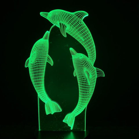 Image of Animals Three Dolphins 3D Illusion Lamp Night Light