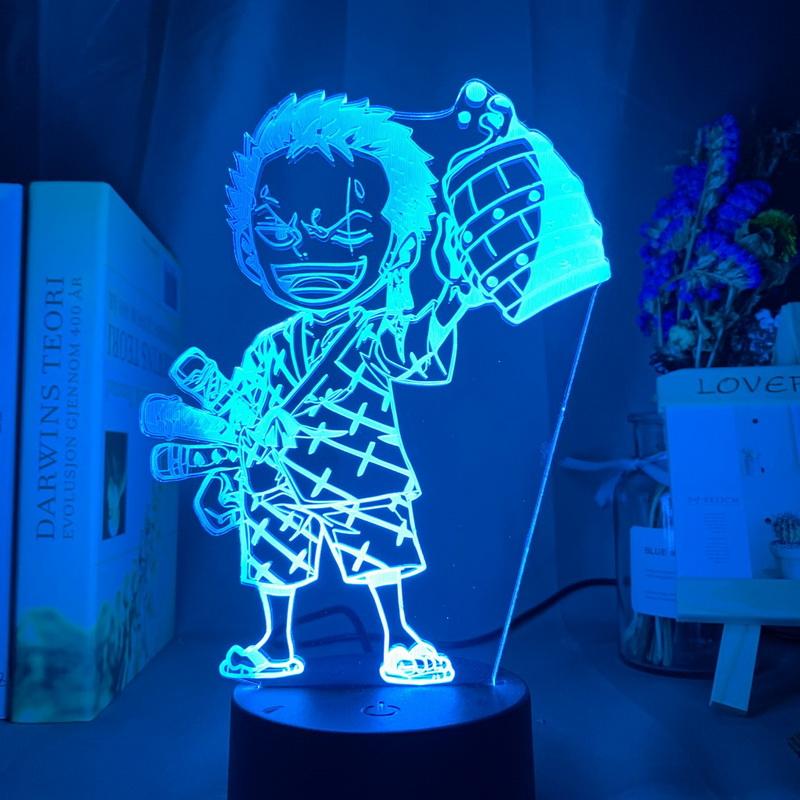 Anime ONE PIECE Roronoa Zoro Figure 3D Illusion Lamp Night Light