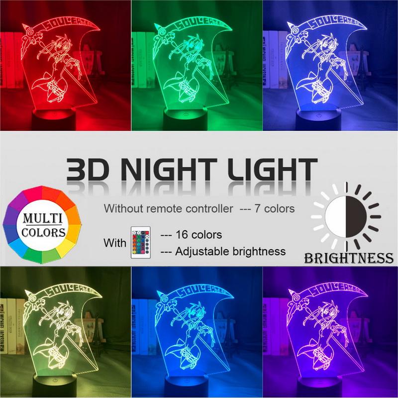 Anime Soul Eater Maka Albarn Figure 3D Illusion Lamp Night Light 5036