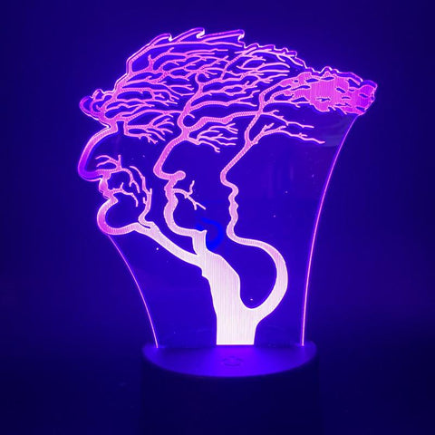 Image of Art Tree Face 3D Illusion Lamp Night Light