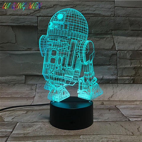 Image of Astromech Droid Robot R2 D2 Star Wars 3D Illusion Lamp Night Light