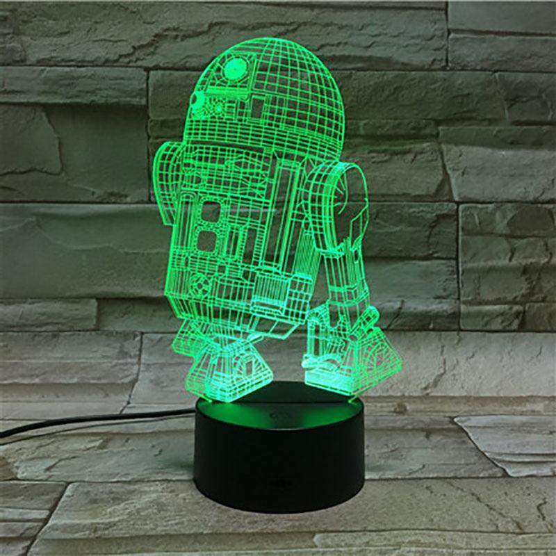 Astromech Droid Robot R2 D2 Star Wars 3D Illusion Lamp Night Light