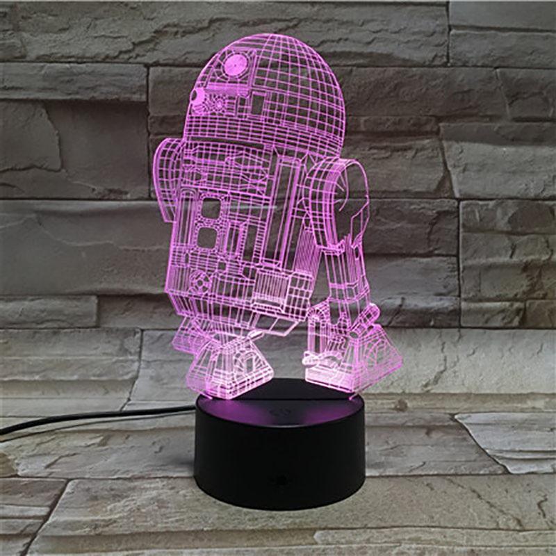 Astromech Droid Robot R2 D2 Star Wars 3D Illusion Lamp Night Light