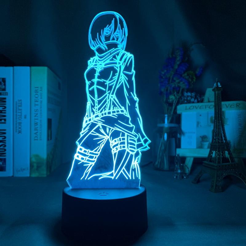 Attack on Titan Mikasa Ackerman Figure 3D Illusion Lamp Night Light