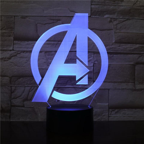 Image of Avengers logo 3D Illusion Lamp Night Light
