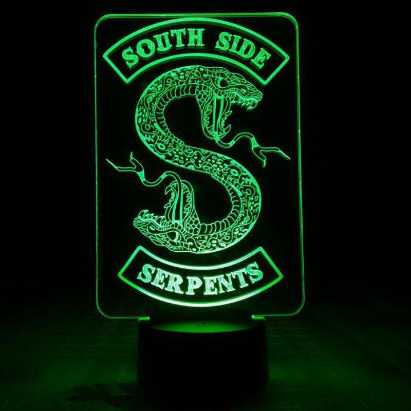 Badges Riverdale Snake Logo Southside Serpents 3D Illusion Lamp Night Light