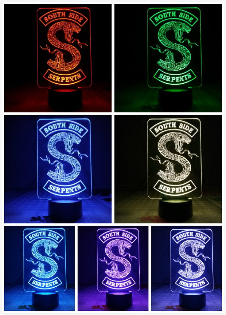 Badges Riverdale Snake Logo Southside Serpents 3D Illusion Lamp Night Light
