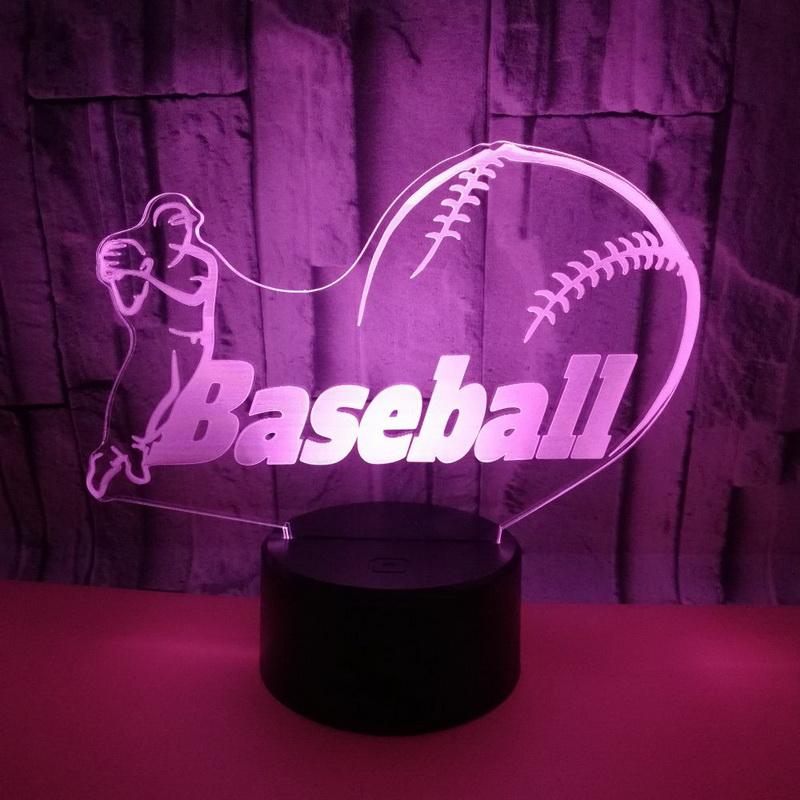 Baseball Boy Athlets 3D Illusion Lamp Night Light