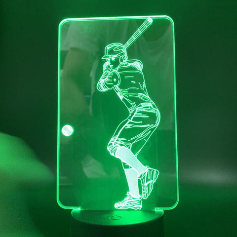 Image of baseball player Sport 3D Illusion Lamp Night Light